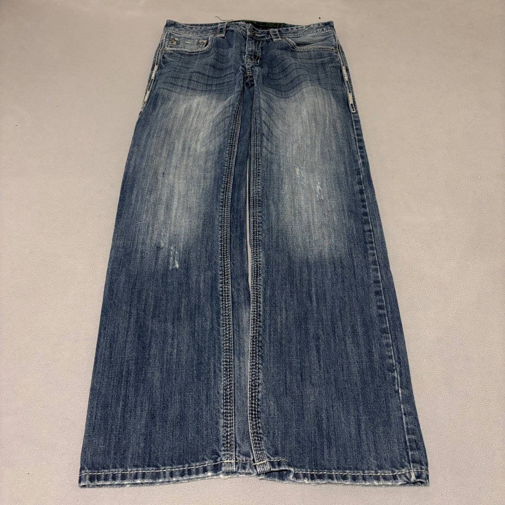 Rock & Roll Cowboy Pistol Mens Straight Leg Jeans 33x34 Blue Denim Western